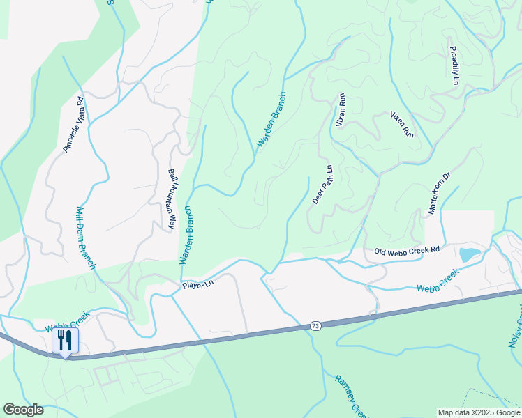 map of restaurants, bars, coffee shops, grocery stores, and more near 3626 Moonshine Way in Gatlinburg