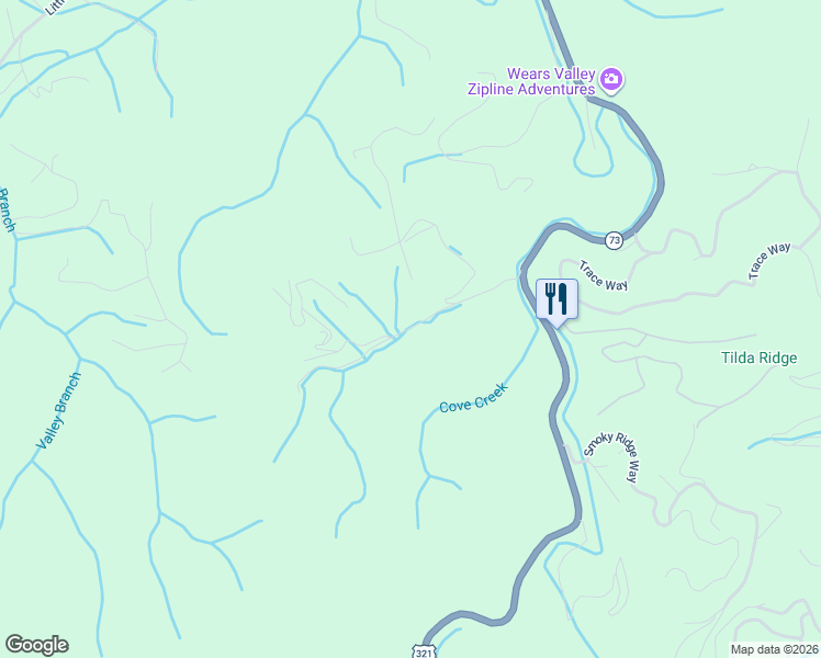 map of restaurants, bars, coffee shops, grocery stores, and more near 2052 Hidden Hollow Way in Sevierville