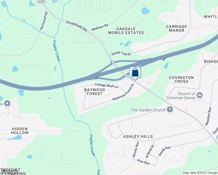 map of restaurants, bars, coffee shops, grocery stores, and more near 5228 Cottage Bluff Lane in Knightdale