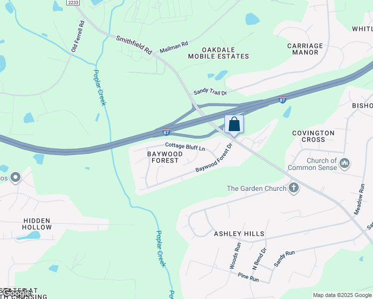 map of restaurants, bars, coffee shops, grocery stores, and more near 5224 Cottage Bluff Lane in Knightdale