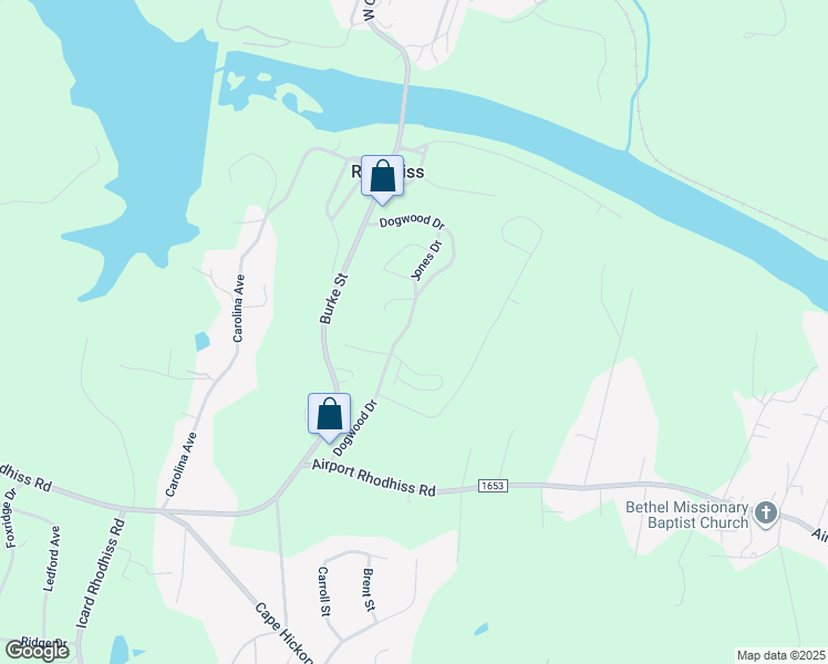 map of restaurants, bars, coffee shops, grocery stores, and more near 300 Dogwood Drive in Hickory