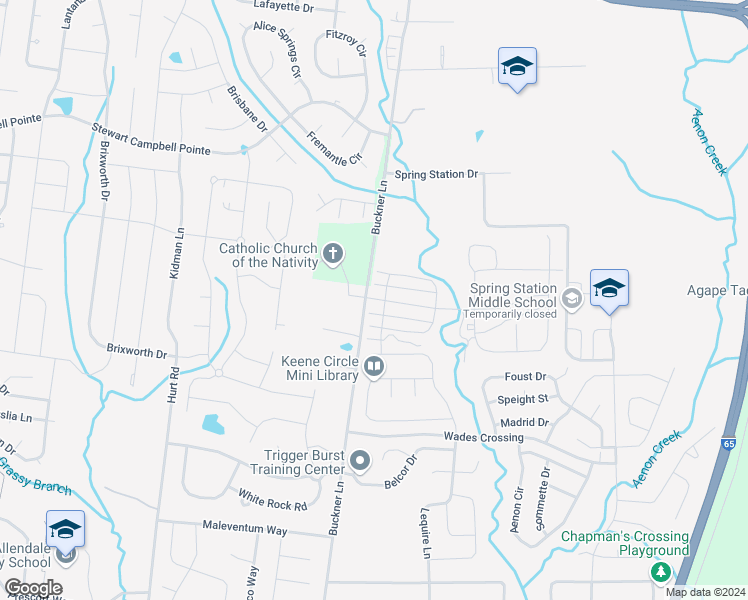 map of restaurants, bars, coffee shops, grocery stores, and more near 2823-2827 Buckner Ln in Thompson's Station