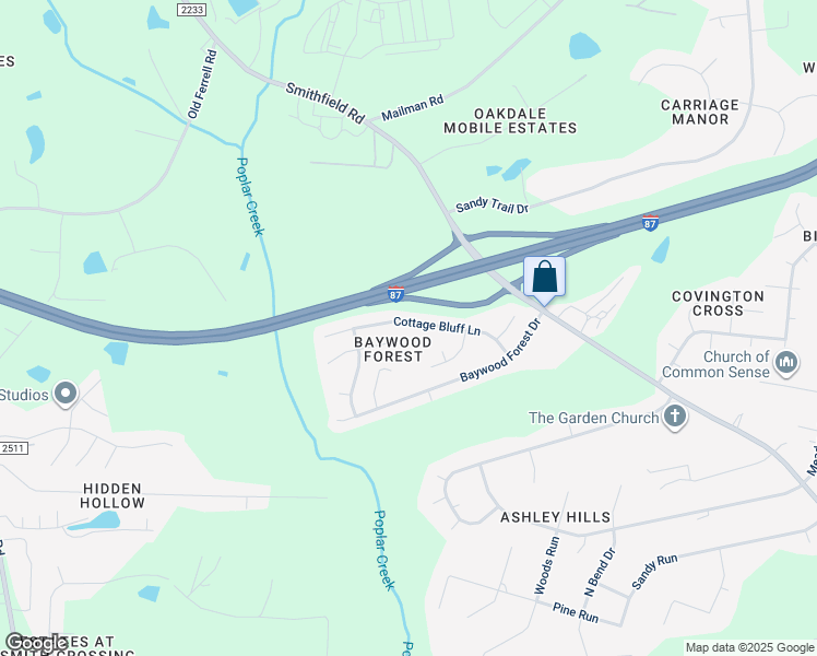map of restaurants, bars, coffee shops, grocery stores, and more near 5204 Cottage Bluff Lane in Knightdale