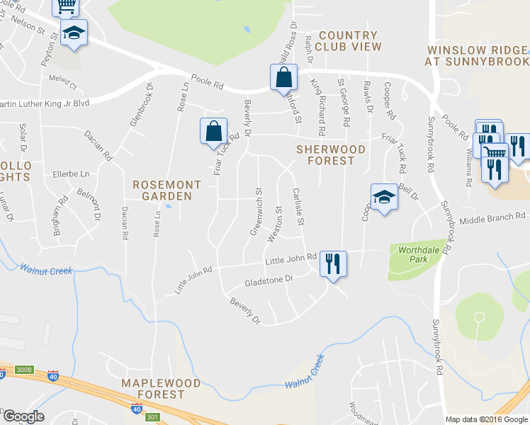 map of restaurants, bars, coffee shops, grocery stores, and more near 904 Greenwich Street in Raleigh