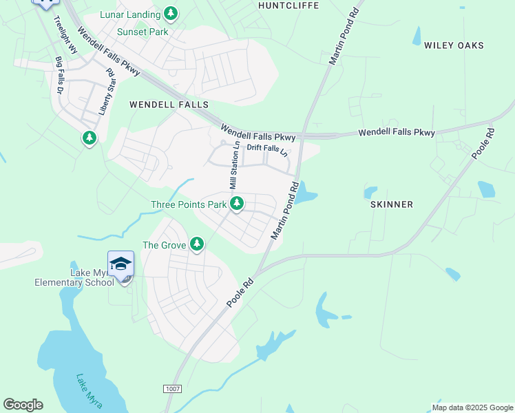 map of restaurants, bars, coffee shops, grocery stores, and more near 1536 Rhodeschool Drive in Wendell