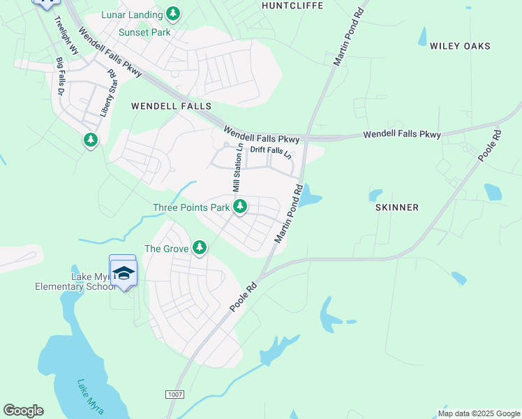map of restaurants, bars, coffee shops, grocery stores, and more near 1536 Rhodeschool Drive in Wendell