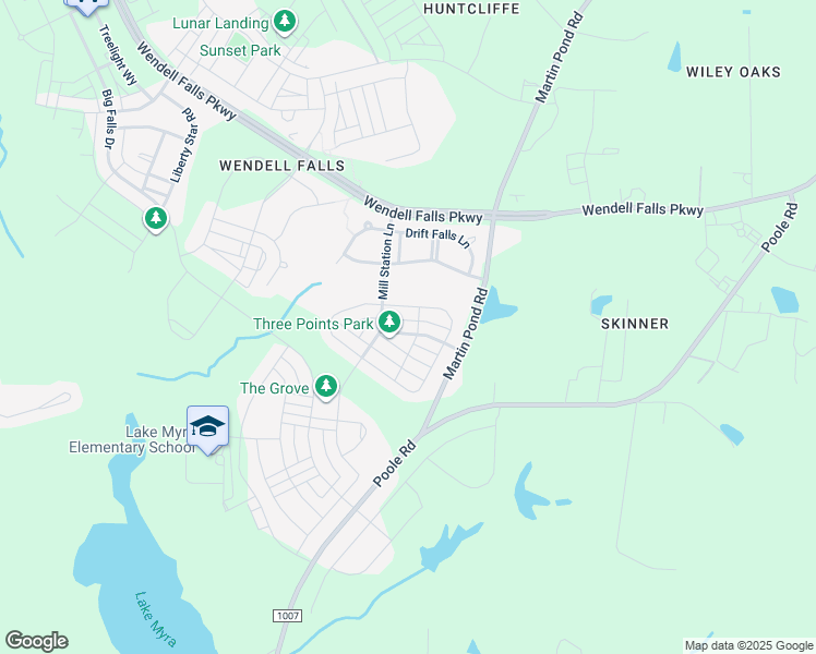 map of restaurants, bars, coffee shops, grocery stores, and more near 1552 Rhodeschool Drive in Wendell