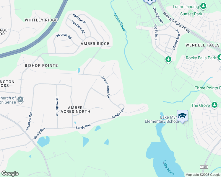 map of restaurants, bars, coffee shops, grocery stores, and more near 1217 Amber Acres Lane in Knightdale