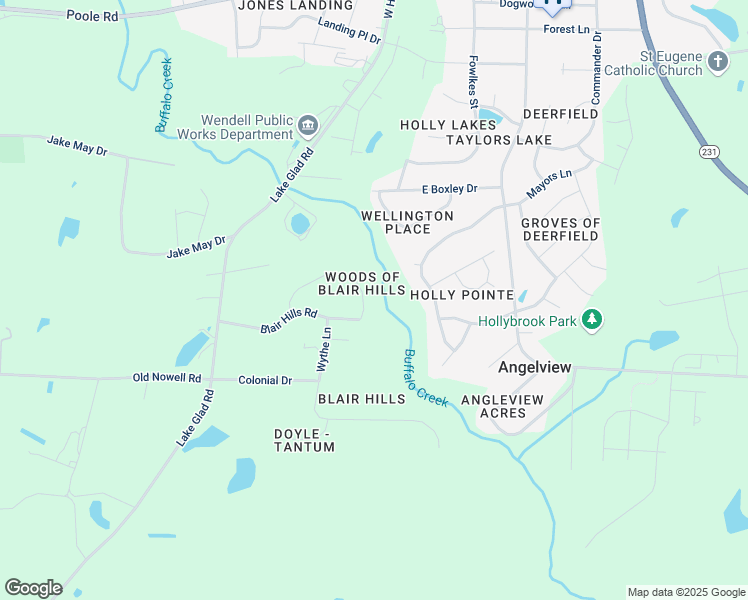 map of restaurants, bars, coffee shops, grocery stores, and more near 612 Rockbank Loop in Wendell