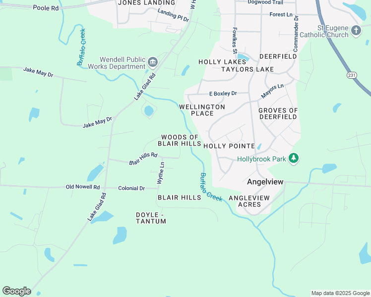 map of restaurants, bars, coffee shops, grocery stores, and more near 612 Rockbank Loop in Wendell
