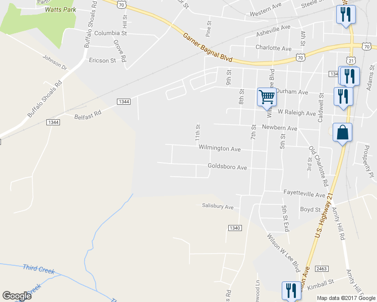 map of restaurants, bars, coffee shops, grocery stores, and more near 1035 Wilmington Avenue in Statesville
