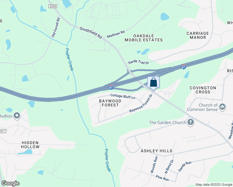 map of restaurants, bars, coffee shops, grocery stores, and more near 5209 Cottage Bluff Lane in Knightdale