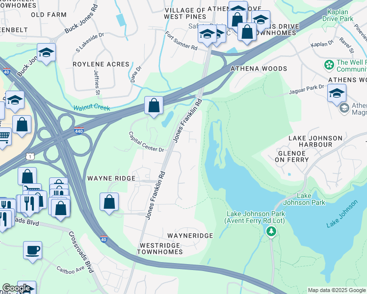 map of restaurants, bars, coffee shops, grocery stores, and more near 1110 Lupine Court in Raleigh