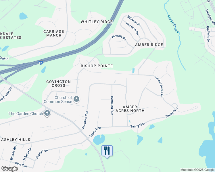 map of restaurants, bars, coffee shops, grocery stores, and more near 1000 Bermuda Run in Knightdale