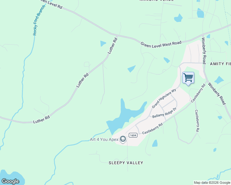 map of restaurants, bars, coffee shops, grocery stores, and more near 1578 Luther Road in Apex