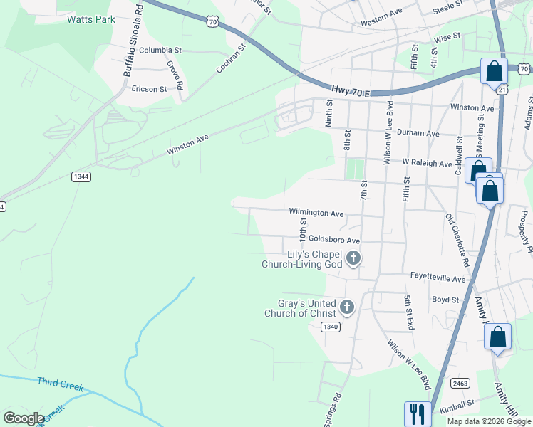 map of restaurants, bars, coffee shops, grocery stores, and more near 1035 Wilmington Avenue in Statesville
