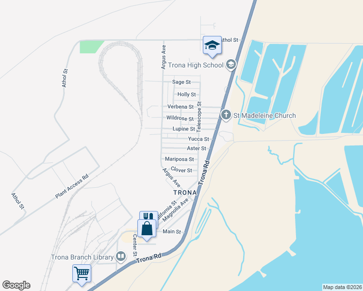 map of restaurants, bars, coffee shops, grocery stores, and more near 13342 Aster Street in Searles Valley