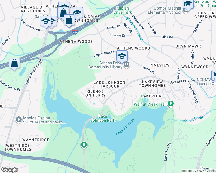 map of restaurants, bars, coffee shops, grocery stores, and more near 1108 Sheetbend Lane in Raleigh