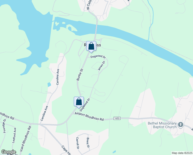 map of restaurants, bars, coffee shops, grocery stores, and more near 300 Dogwood Drive in Hickory