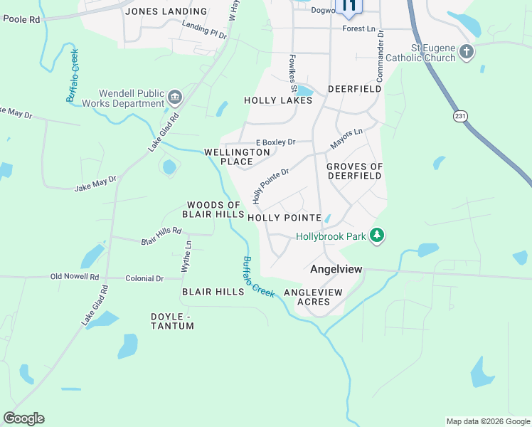 map of restaurants, bars, coffee shops, grocery stores, and more near 561 Yellow Berry Run in Wendell