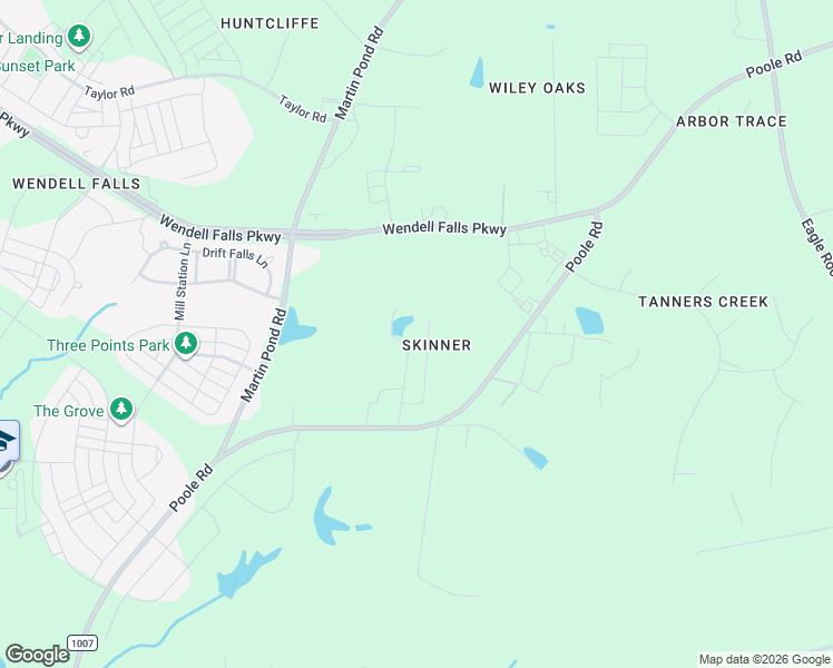 map of restaurants, bars, coffee shops, grocery stores, and more near 2108 Jordan Cabin Road in Wendell