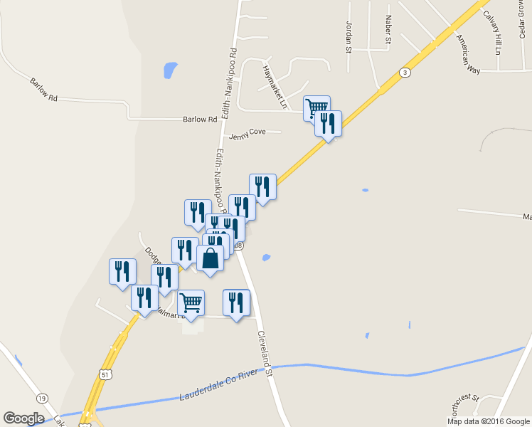 map of restaurants, bars, coffee shops, grocery stores, and more near 1036 U.S. 51 in Ripley