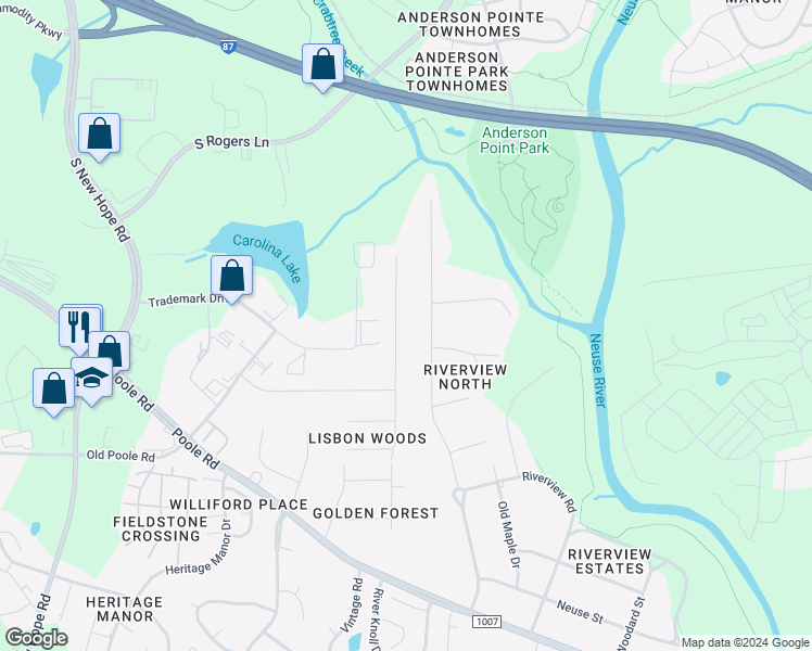 map of restaurants, bars, coffee shops, grocery stores, and more near 721 Kavkaz Street in Raleigh