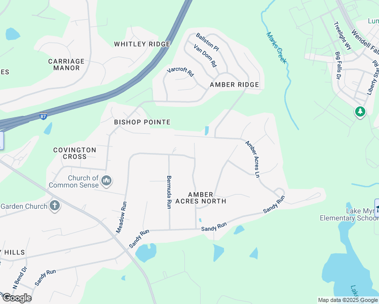 map of restaurants, bars, coffee shops, grocery stores, and more near 5805 Meadow Run in Knightdale