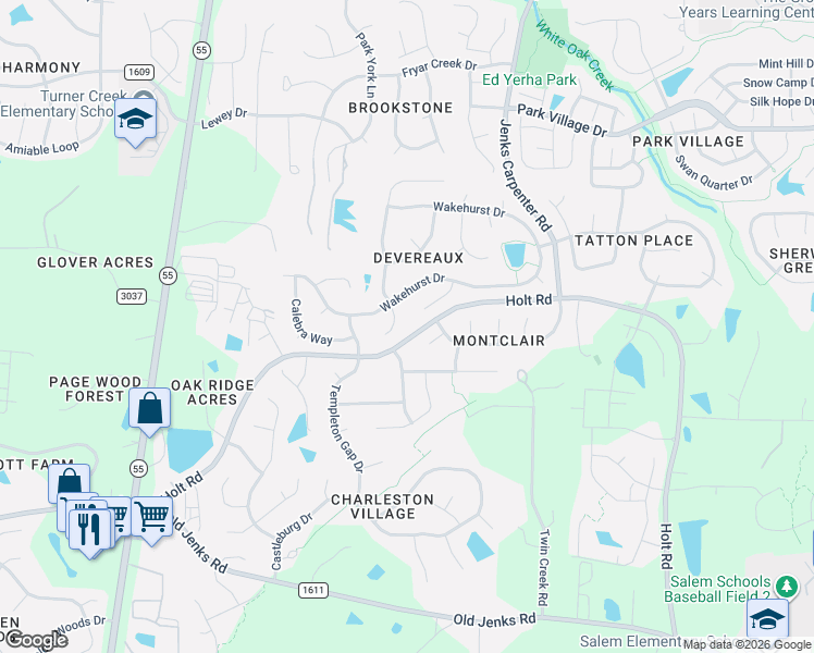 map of restaurants, bars, coffee shops, grocery stores, and more near 113 Del Rio Drive in Cary
