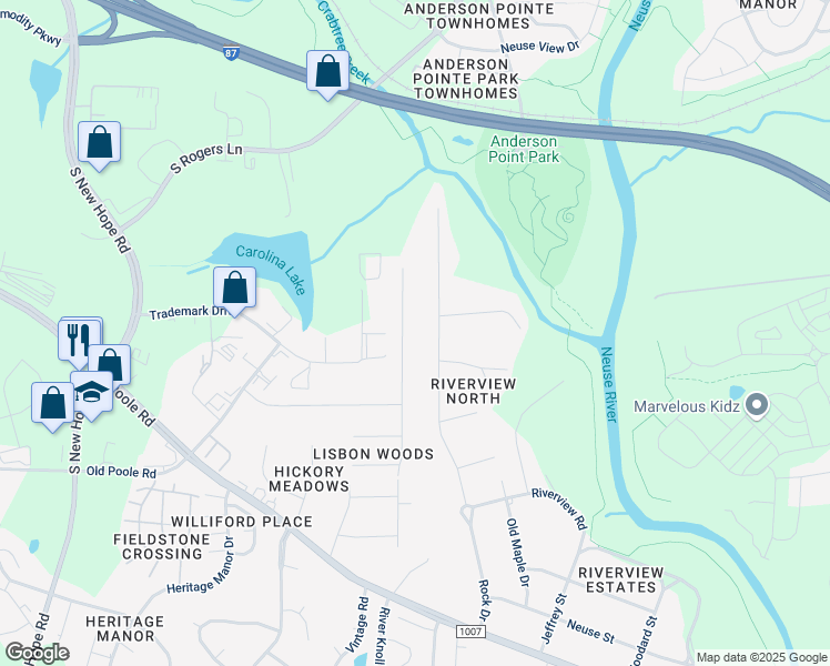 map of restaurants, bars, coffee shops, grocery stores, and more near 729 Kavkaz Street in Raleigh