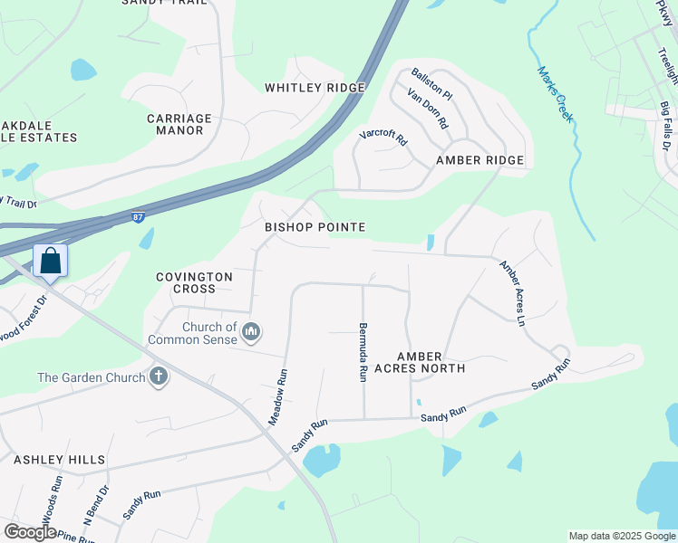 map of restaurants, bars, coffee shops, grocery stores, and more near 5733 Meadow Run in Knightdale