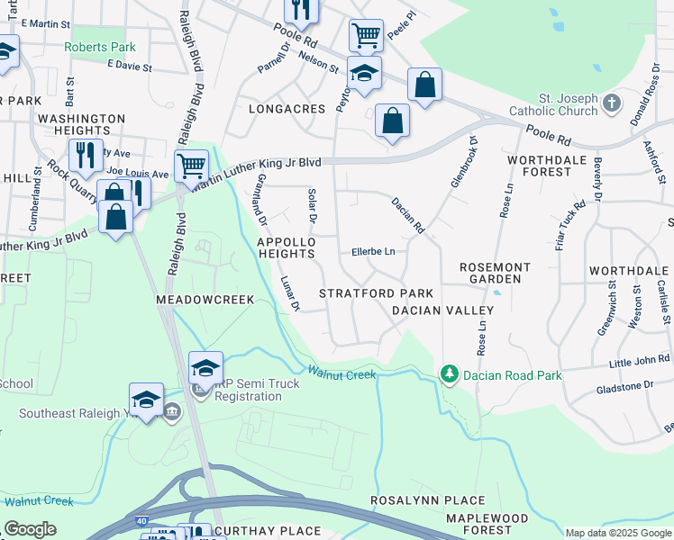 map of restaurants, bars, coffee shops, grocery stores, and more near 704 Peyton Street in Raleigh
