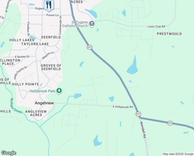 map of restaurants, bars, coffee shops, grocery stores, and more near 655 South Selma Road in Wendell