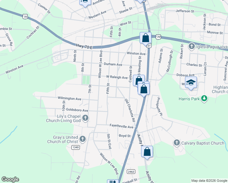 map of restaurants, bars, coffee shops, grocery stores, and more near 1226 4th Street in Statesville