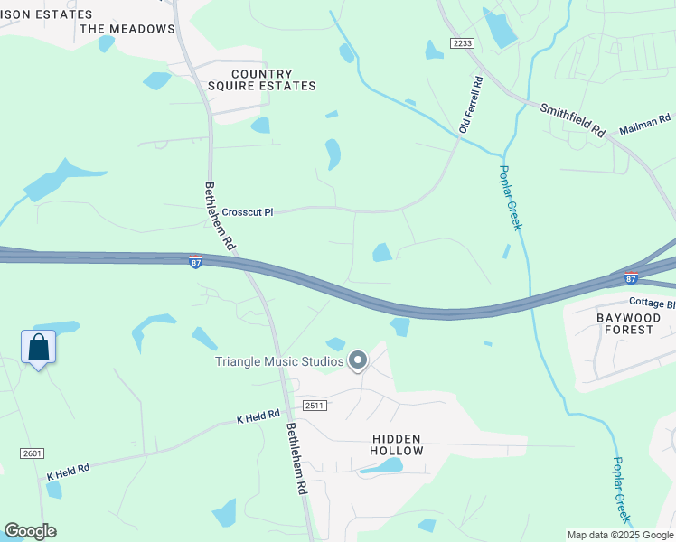 map of restaurants, bars, coffee shops, grocery stores, and more near 1016 Old Ferrell Road in Knightdale