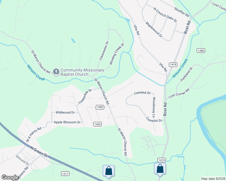 map of restaurants, bars, coffee shops, grocery stores, and more near 107 Crestview Lane in Morganton