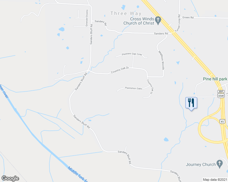 map of restaurants, bars, coffee shops, grocery stores, and more near 95 Plantation Oaks in Humboldt