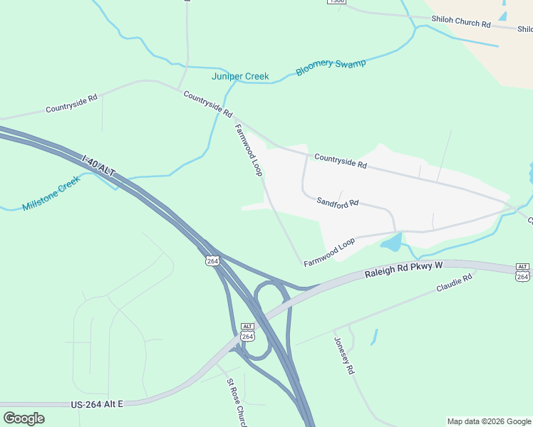 map of restaurants, bars, coffee shops, grocery stores, and more near 6041 Farmwood Loop in Wilson