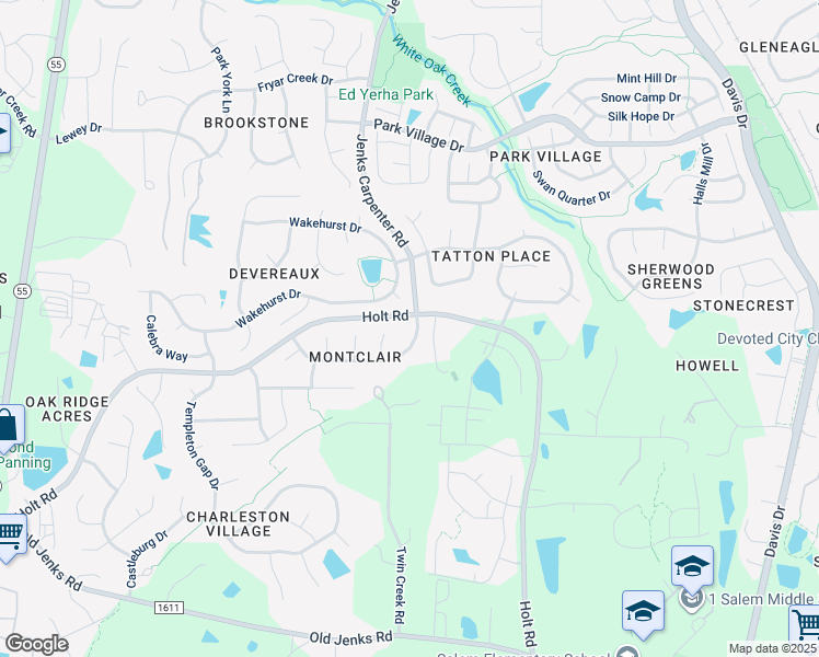 map of restaurants, bars, coffee shops, grocery stores, and more near 102 Hasbrouck Drive in Apex