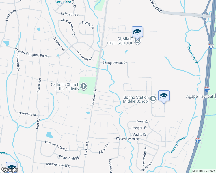 map of restaurants, bars, coffee shops, grocery stores, and more near 2774 Buckner Lane in Thompson's Station