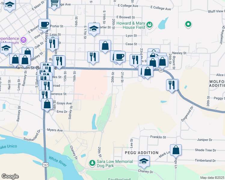 map of restaurants, bars, coffee shops, grocery stores, and more near 7 Hospital Circle in Batesville