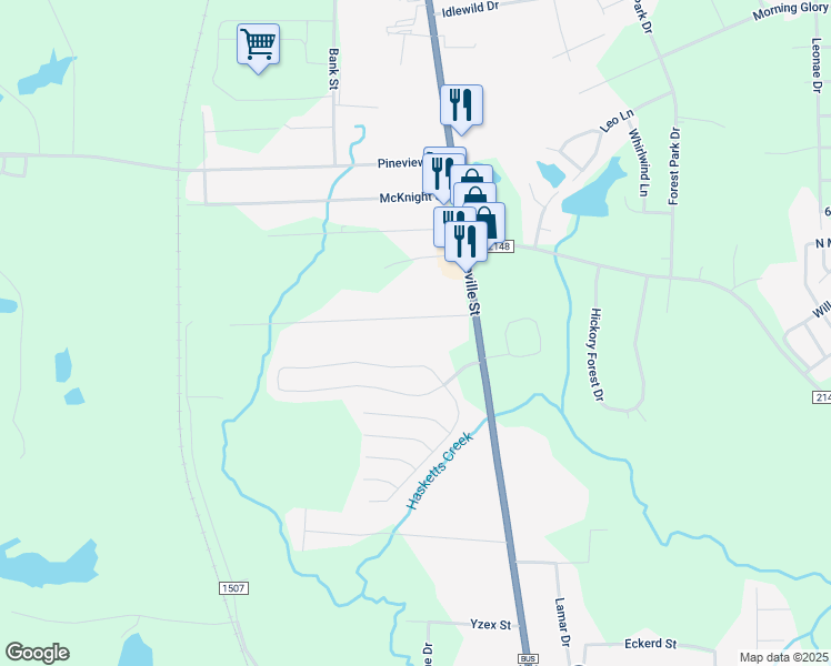 map of restaurants, bars, coffee shops, grocery stores, and more near 115 Northwood Drive in Asheboro