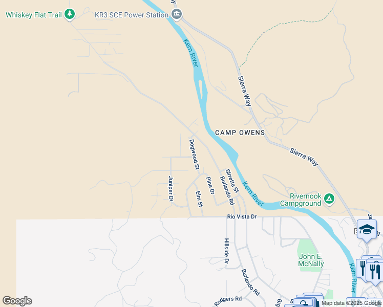 map of restaurants, bars, coffee shops, grocery stores, and more near 26 Greenleaf Street in Kernville