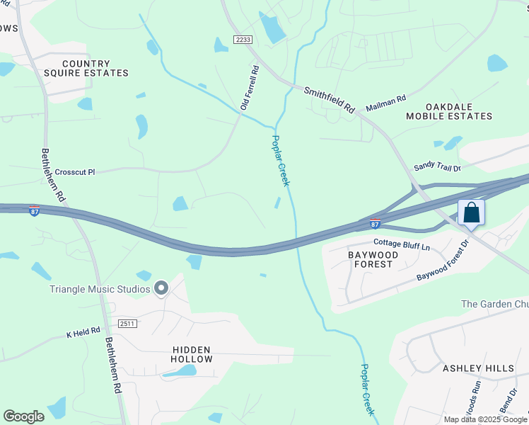 map of restaurants, bars, coffee shops, grocery stores, and more near 241 Tranquility Lane in Knightdale