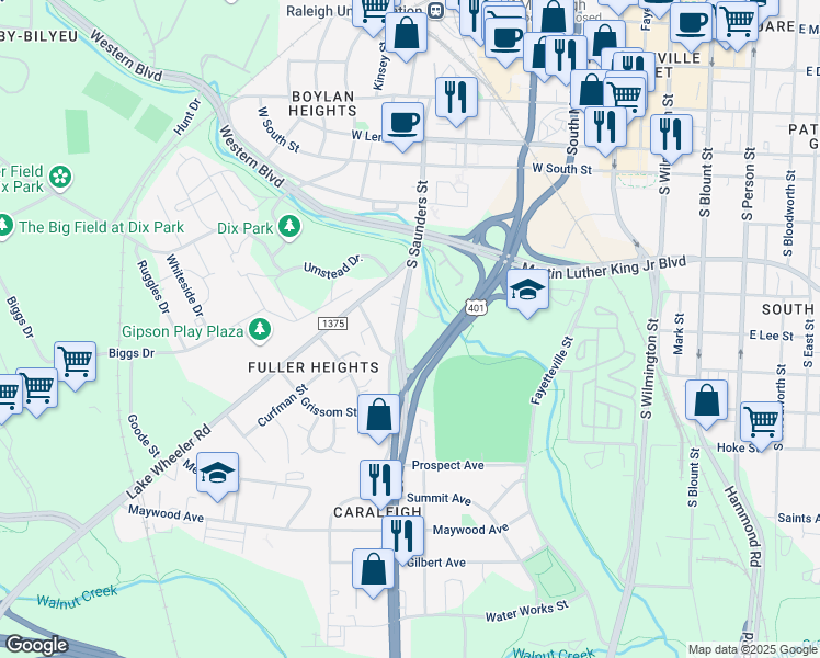 map of restaurants, bars, coffee shops, grocery stores, and more near 1019 Mount Hope Drive in Raleigh