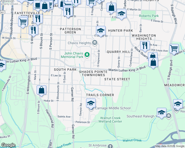 map of restaurants, bars, coffee shops, grocery stores, and more near 1010 Holmes Street in Raleigh