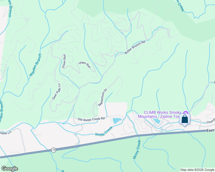 map of restaurants, bars, coffee shops, grocery stores, and more near 415 Matterhorn Drive in Gatlinburg