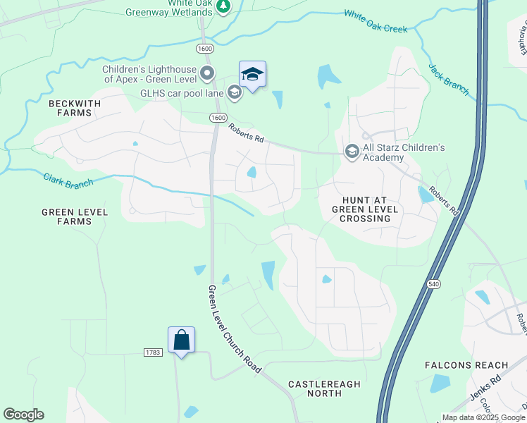 map of restaurants, bars, coffee shops, grocery stores, and more near 375 Stonehouse Drive in Apex