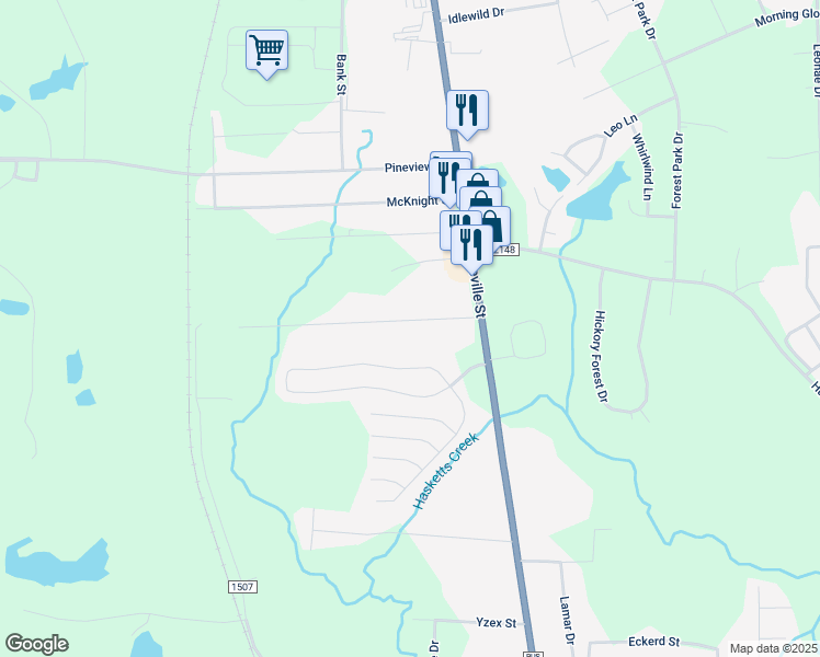 map of restaurants, bars, coffee shops, grocery stores, and more near 215 Northwood Drive in Asheboro