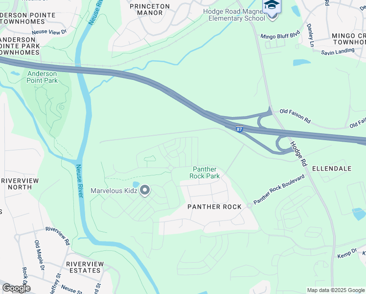 map of restaurants, bars, coffee shops, grocery stores, and more near Knightdale Bypass in Raleigh